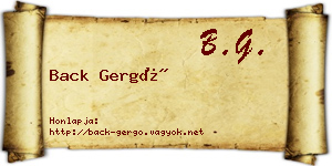 Back Gergő névjegykártya